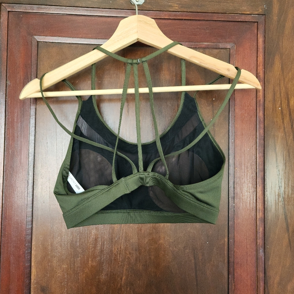 Victoria’s Secret Sport Bra M | Strappy Olive Green Mesh| Athleisure • Gym Core - Picture 4 of 6